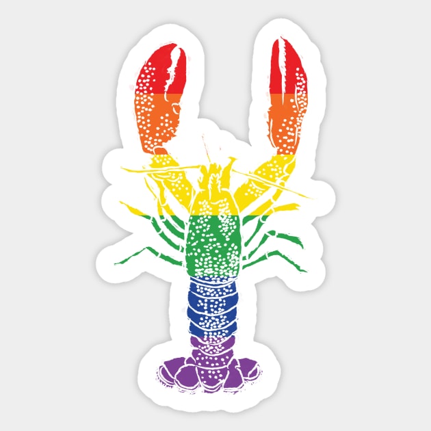 Rainbow Striped Gay Pride Lobster Sticker by Alissa Carin